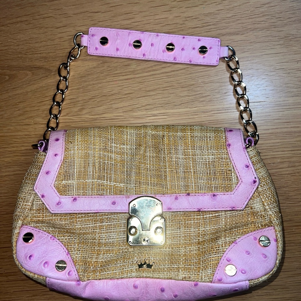 Elaine Turner Pink and Tan Shoulder Bag
